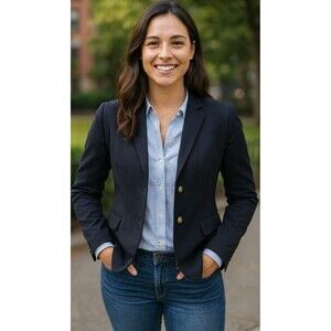 J.Crew Factory Cotton blend two button blazer Jacket Navy BP095 size 00 NWT Sp24